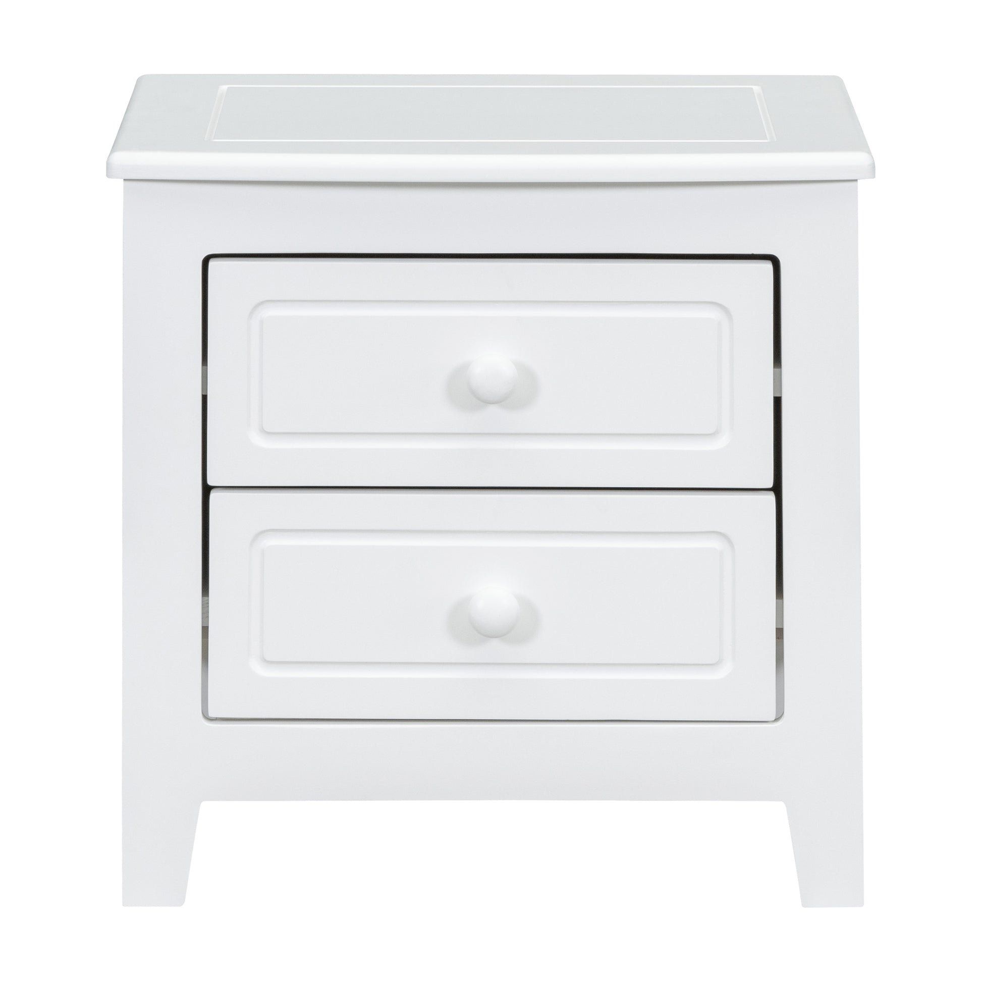 2 Drawer Nightstand For Bedroom, Mid Century Retro Bedside Table With Classic Design,White White Wood