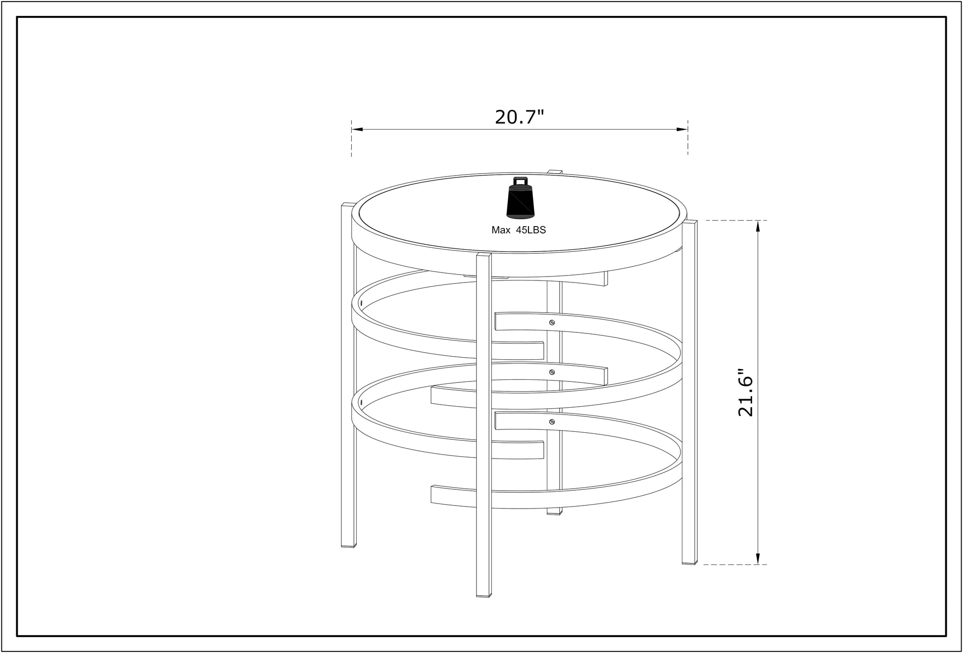 Elegant Pandora Sintered Stone End Table, Darker Gray Small Coffee Table For Living Room 20.67''W X 20.67''D X 21.65''H Grey Iron