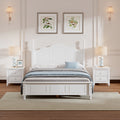 3 Pieces Bedroom Sets,Full Size Wood Platform Bed And Two Nightstands White White Wood