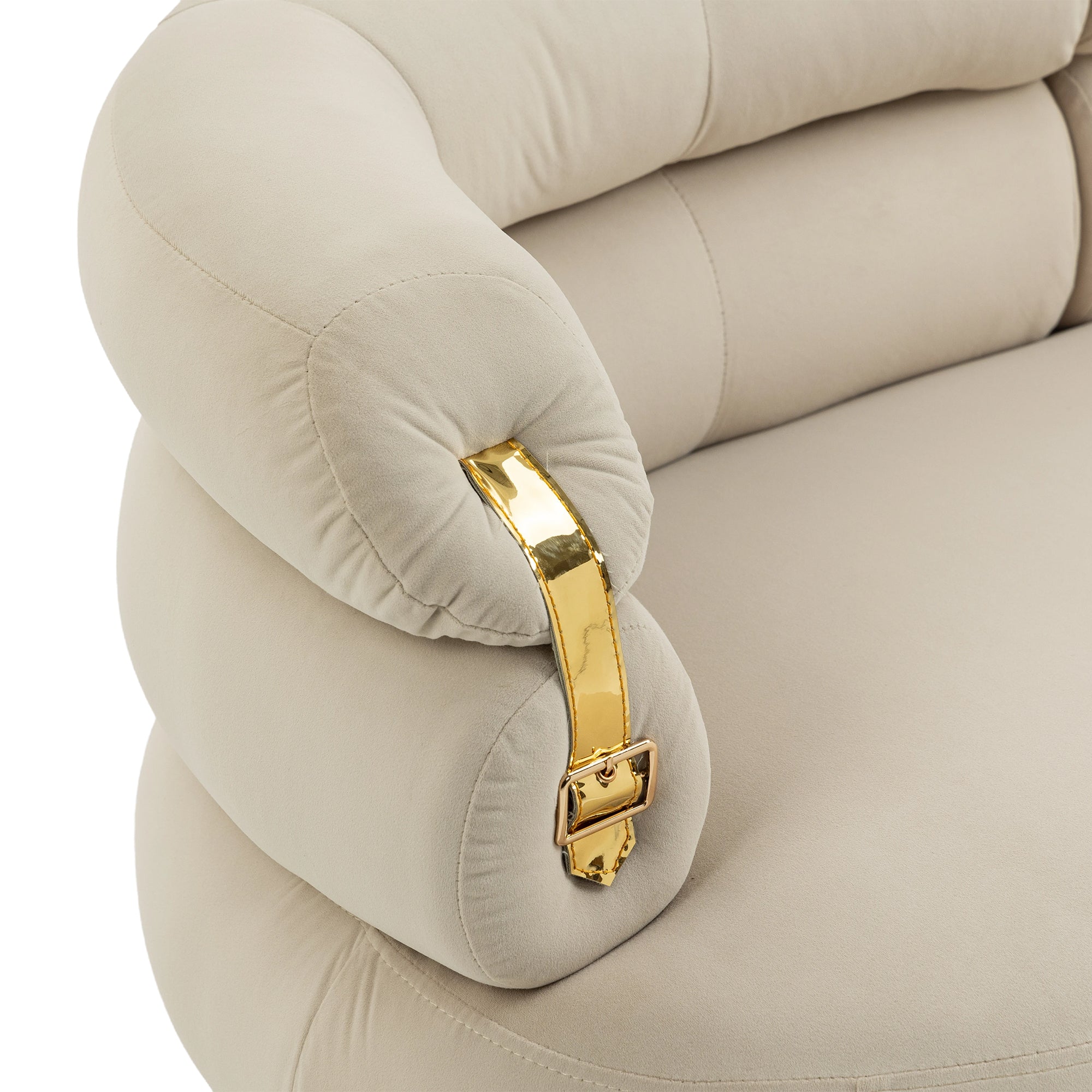 COOLMORE Accent Chair ,leisure chair with Golden feet beige-velvet
