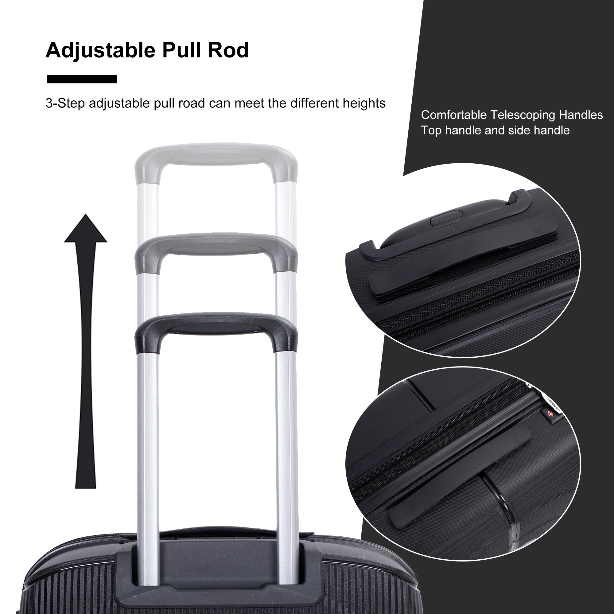 Expandable Hardshell Suitcase Double Spinner Wheels PP black-polypropylene