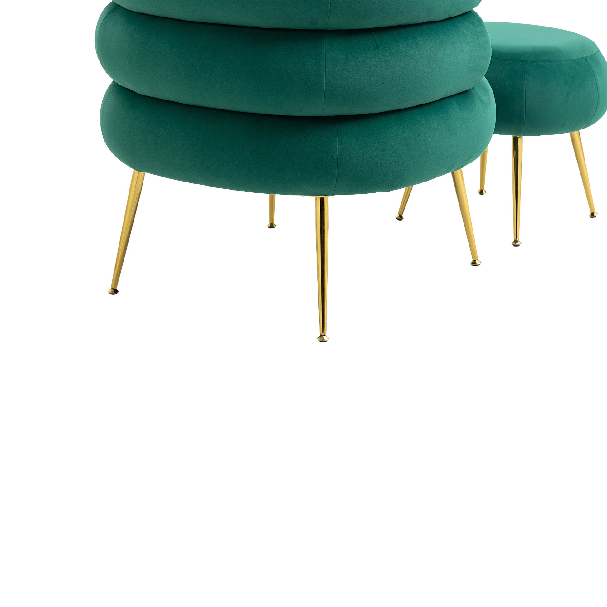 Coolmore Upholstered Velvet Barrel Accent Chair With Ottoman,Accent Comfy Lounge Arm Chair And Folding Footrest Stool Set,Single Sofa Armchair With Lounge Seat For Bedroom,Office Green Green Foam Velvet