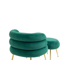 Coolmore Upholstered Velvet Barrel Accent Chair With Ottoman,Accent Comfy Lounge Arm Chair And Folding Footrest Stool Set,Single Sofa Armchair With Lounge Seat For Bedroom,Office Green Green Foam Velvet