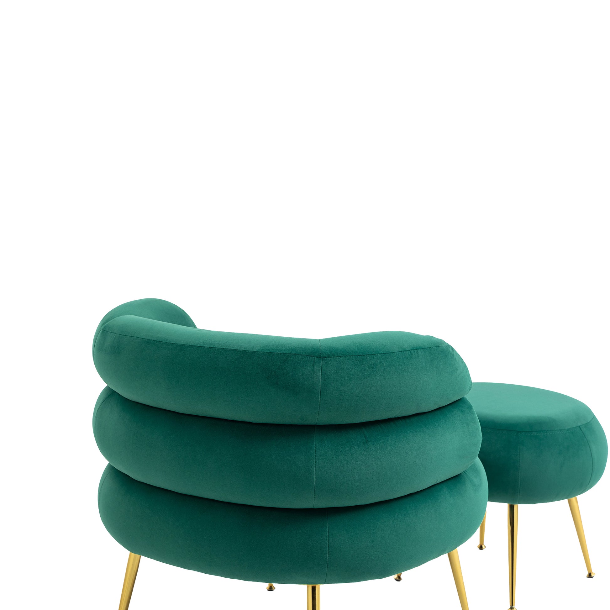 Coolmore Upholstered Velvet Barrel Accent Chair With Ottoman,Accent Comfy Lounge Arm Chair And Folding Footrest Stool Set,Single Sofa Armchair With Lounge Seat For Bedroom,Office Green Green Foam Velvet