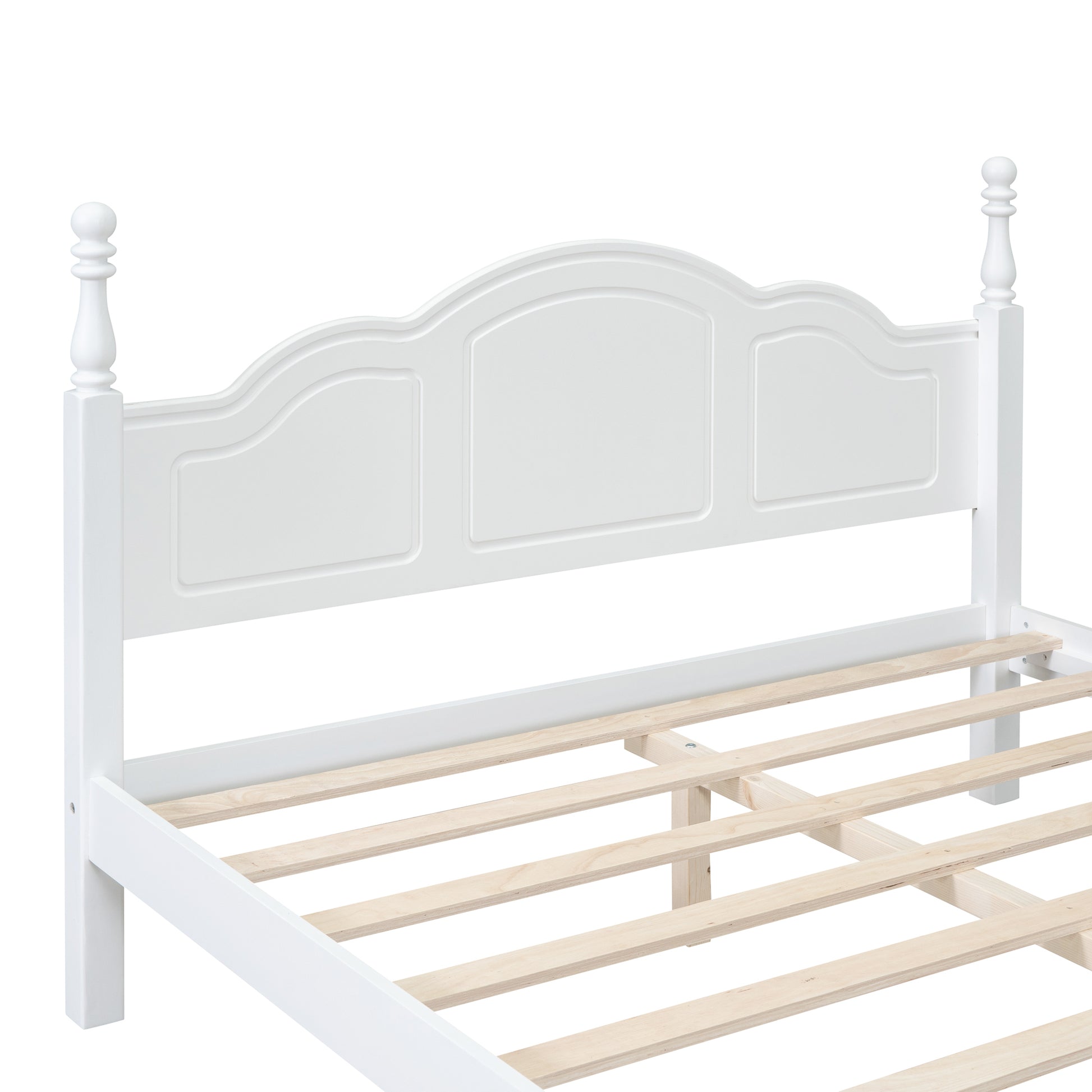 3 Pieces Bedroom Sets,Queen Size Wood Platform Bed And Two Nightstands White White Wood