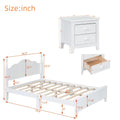 3 Pieces Bedroom Sets,Full Size Wood Platform Bed And Two Nightstands White White Wood