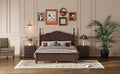 3 Pieces Bedroom Sets,Full Size Wood Platform Bed And Two Nightstands Dark Walnut Walnut Wood