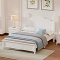 Full Size Wood Platform Bed Frame,Retro Style Platform Bed With Wooden Slat Support,White White Wood