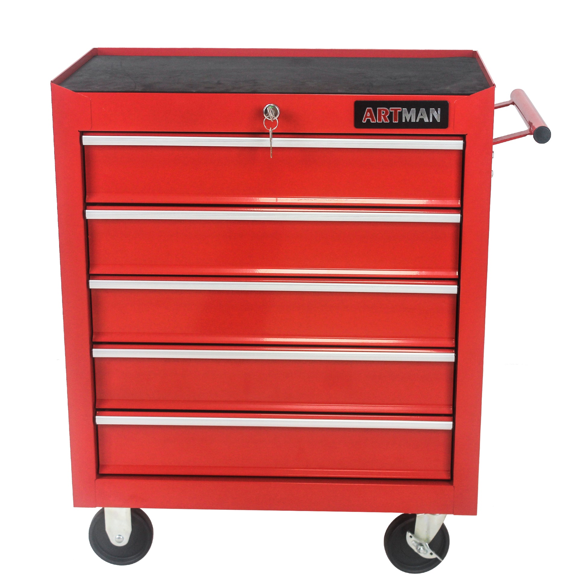 5 DRAWERS MULTIFUNCTIONAL TOOL CART WITH WHEELS RED red-steel