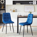 Blue Velvet Dining Chairs Set Of 4,Modern Kitchen Dining Room Chairs Metal Plaid Blue Dining Room Powder Coated Foam Dry Clean Modern Dining Chairs Solid Back Foam Velvet