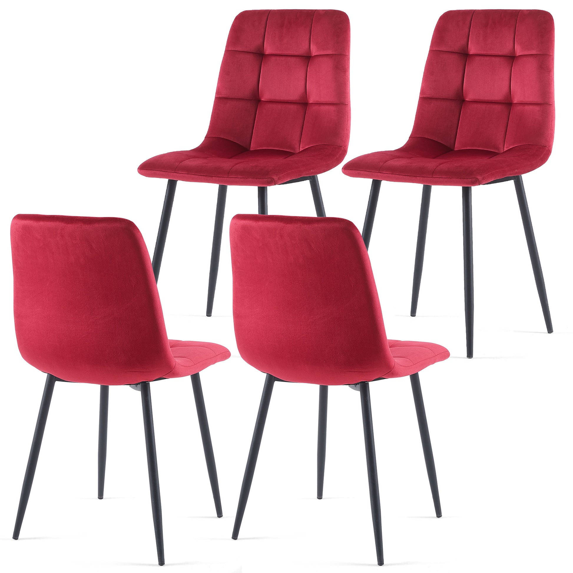 Mid Century Modern Wine Velvet Dining Chairs Set Of 2 For Kitchen, Living Room Wine Red Dining Room Modern Dining Chairs Foam Velvet