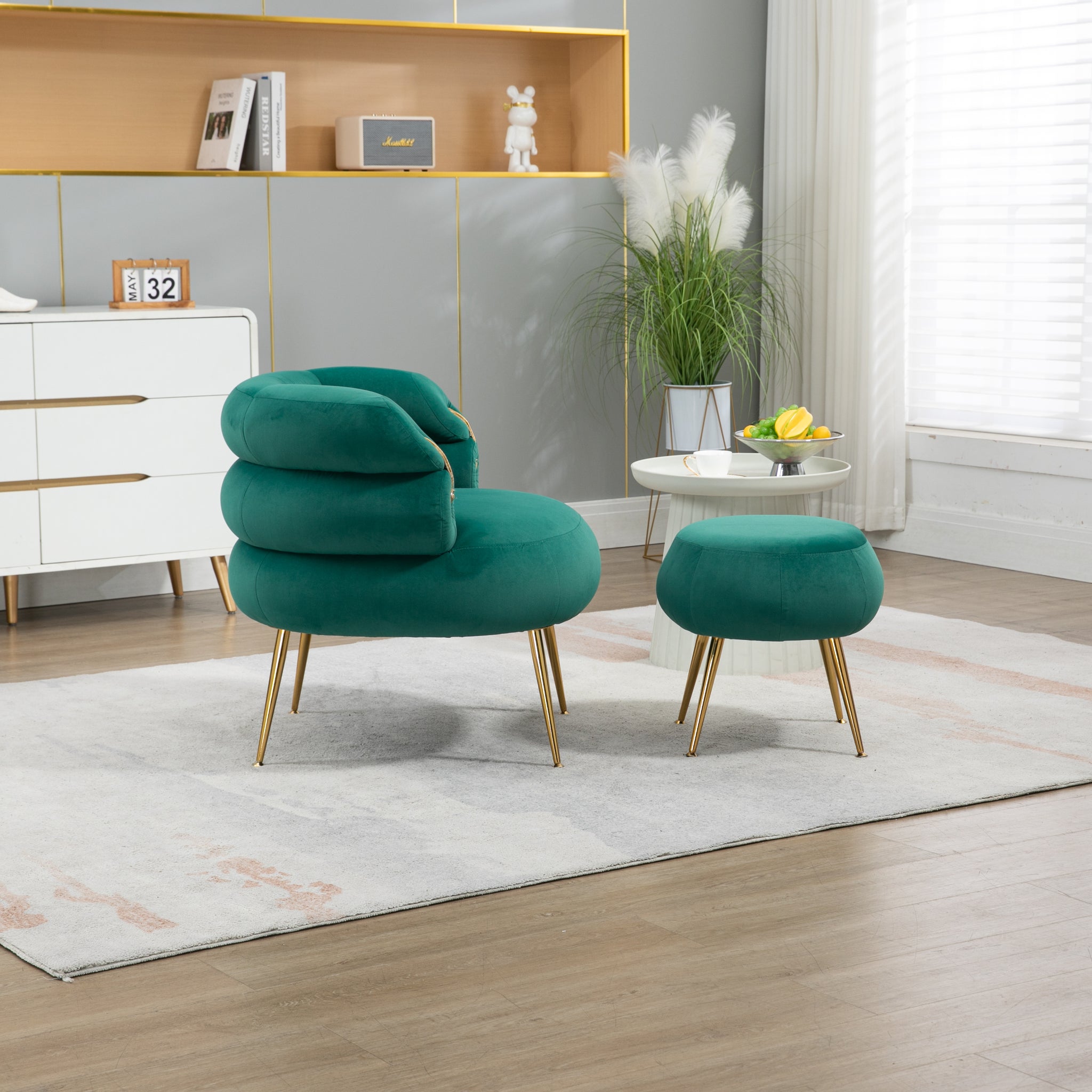 COOLMORE Velvet Accent Chair Modern Upholstered green-velvet