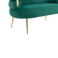 Coolmore Small Loveseat Sofa, Upholstered Mini Couch With Curved Backrest With Stylish Golden Decor, Small Comfy Beautiful Seat Leisure Accent Couch For Living Room, Bedroom, Office Green Green Foam Velvet