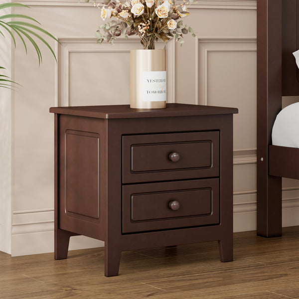 2 Drawer Nightstand For Bedroom, Mid Century Retro Bedside Table With