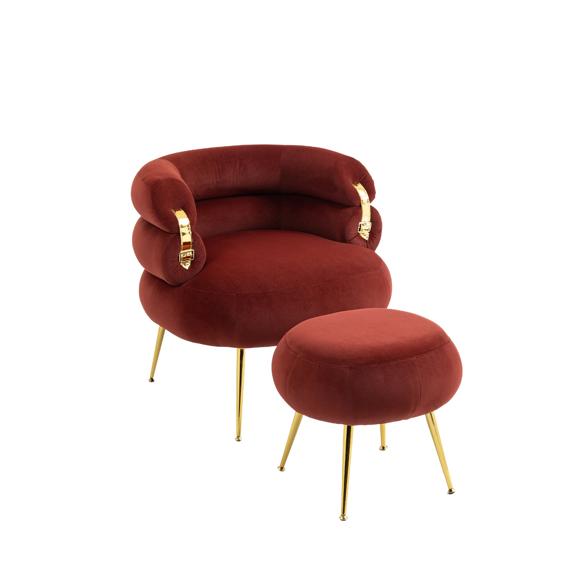 COOLMORE Velvet Accent Chair Modern Upholstered wine red-velvet