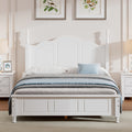 Full Size Wood Platform Bed Frame,Retro Style Platform Bed With Wooden Slat Support,White White Wood