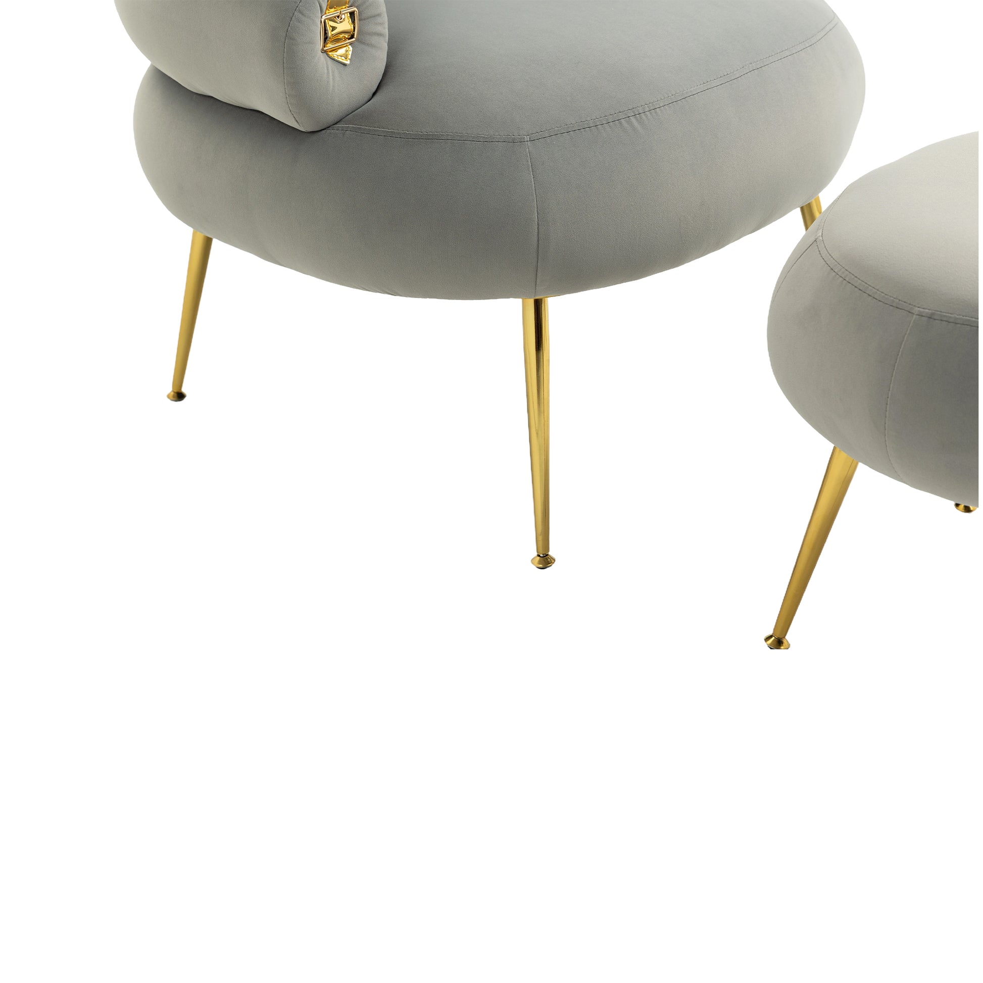 Coolmore Upholstered Velvet Barrel Accent Chair With Ottoman,Accent Comfy Lounge Arm Chair And Folding Footrest Stool Set,Single Sofa Armchair With Lounge Seat For Bedroom,Office Gray Gray Foam Velvet