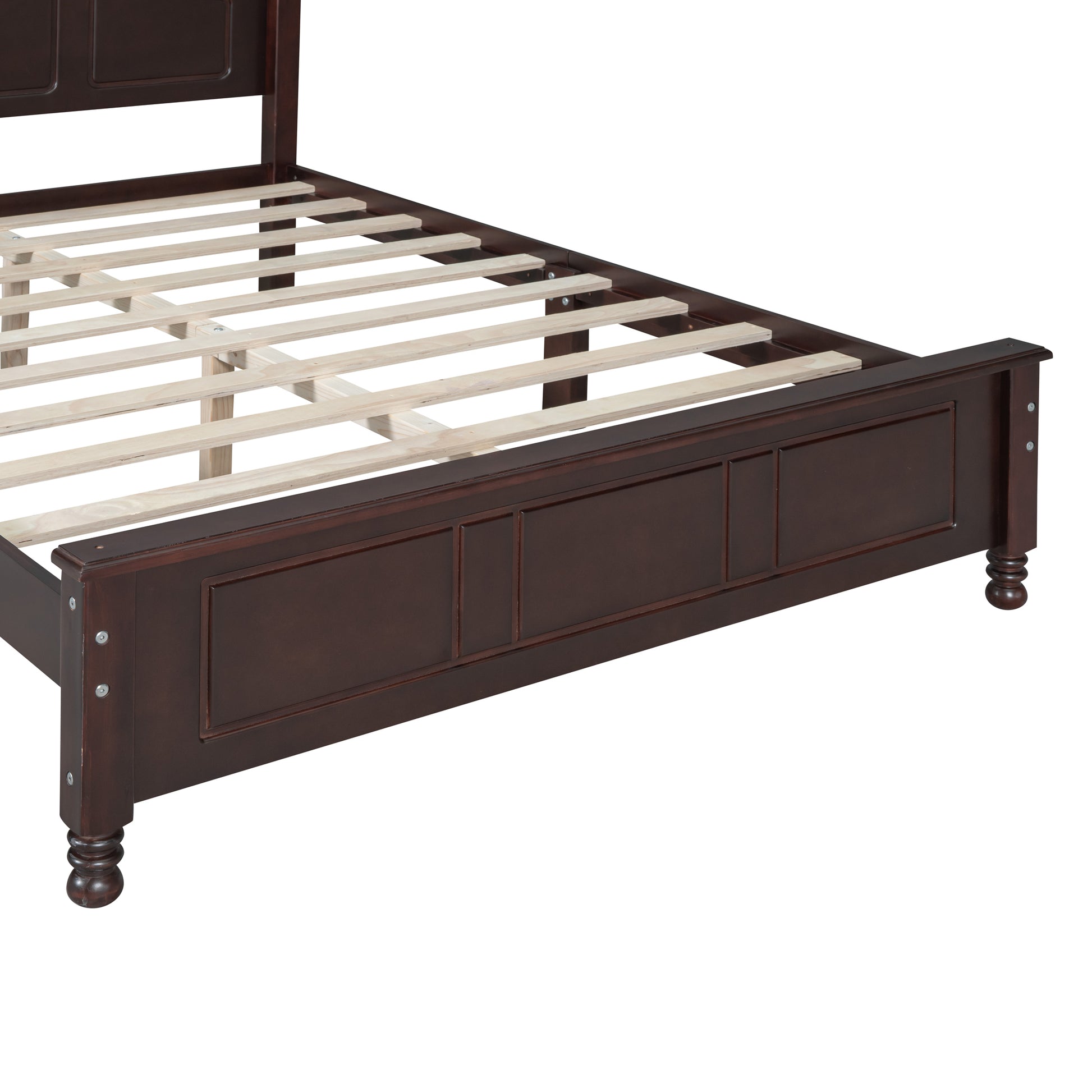 3 Pieces Bedroom Sets,Full Size Wood Platform Bed And Two Nightstands Dark Walnut Walnut Wood