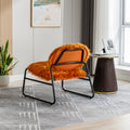 Coolmore Accent Chair Modern Industrial Slant Armchair With Metal Frame Premium High Density Soft Single Chair For Living Room Bedroom Orange Plush