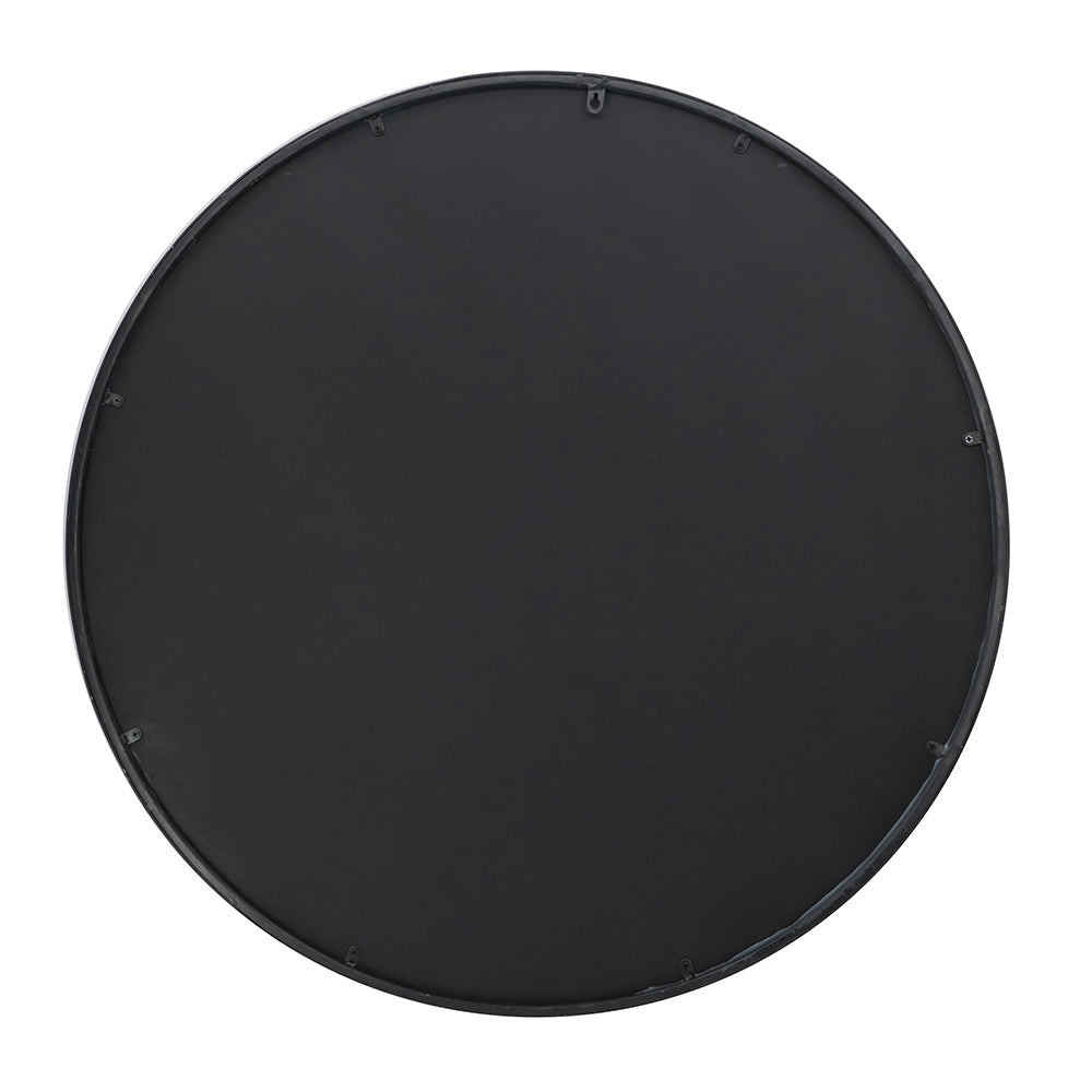 D36" Traditional Decor Style Round Antique Glass Wall Mirror, Wall Decor For For Bathroom Entryway Console Lean Against Wall Black Mdf Glass