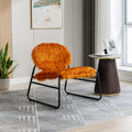 Coolmore Accent Chair Modern Industrial Slant Armchair With Metal Frame Premium High Density Soft Single Chair For Living Room Bedroom Orange Plush