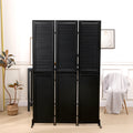 3 Panel Room Divider 6Ft Wood Folding Privacy Screen Black Room Separator Free Standing Wall Dividers Black Black Modern Metal & Wood