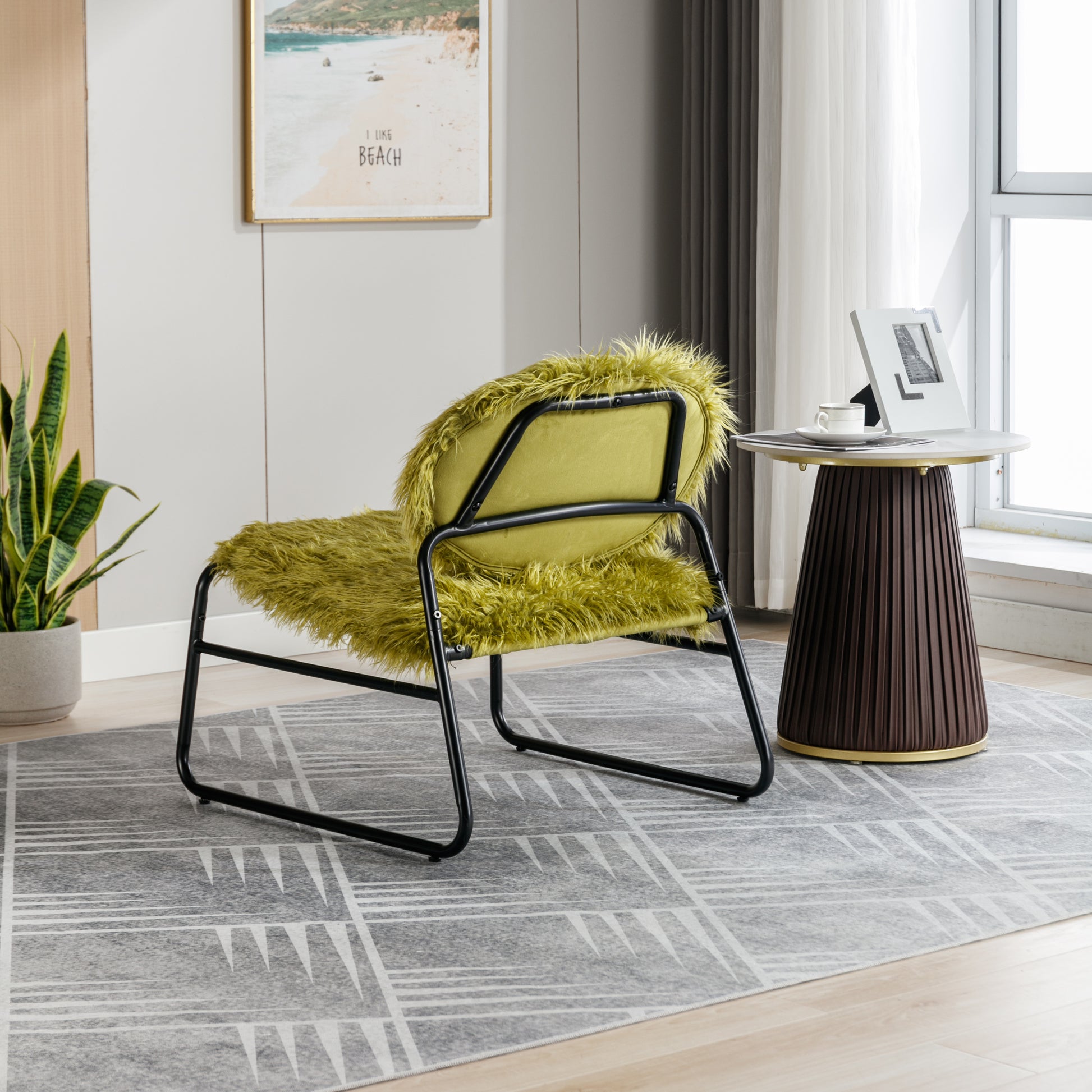 Coolmore Accent Chair Modern Industrial Slant Armchair With Metal Frame Premium High Density Soft Single Chair For Living Room Bedroom Olive Plush