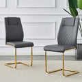 Modern Dining Chairs, Restaurant Chairs, And Gold Legged Upholstered Chairs Made Of Artificial Leather, Suitable For Kitchens, Living Rooms, Bedrooms, And Offices. Set Of 4 Pieces Gray Pu C 001 Gray Pu