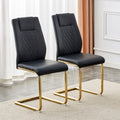 Modern Dining Chairs With Faux Leather Padded Seats, Dining Room Chairs, Gold Metal Leg Upholstered Chairs, Suitable For Kitchens, Living Rooms, Bedrooms, And Offices, Set Of 4 Black Pu Leather C 001 Black Foam Pu