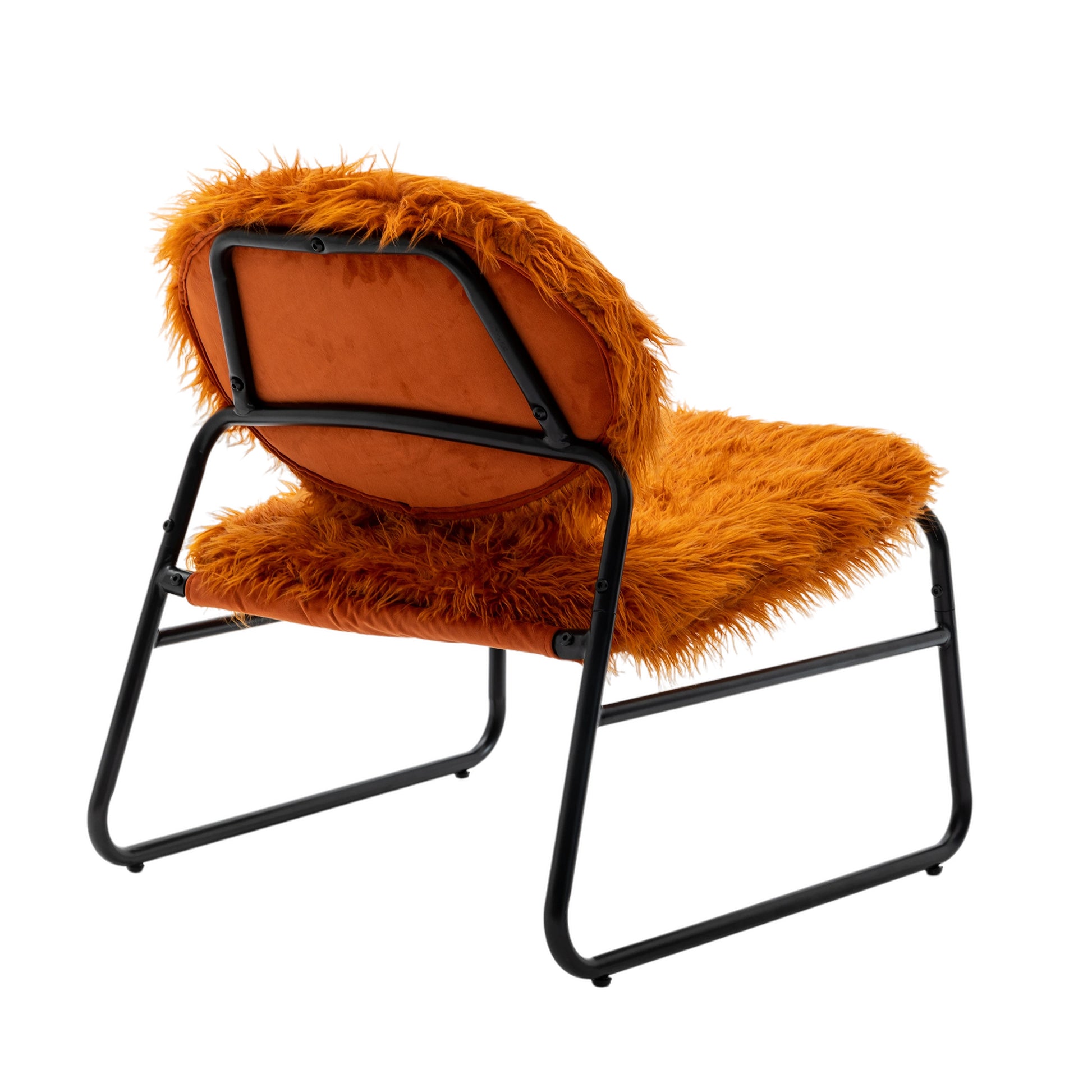 Coolmore Accent Chair Modern Industrial Slant Armchair With Metal Frame Premium High Density Soft Single Chair For Living Room Bedroom Orange Plush