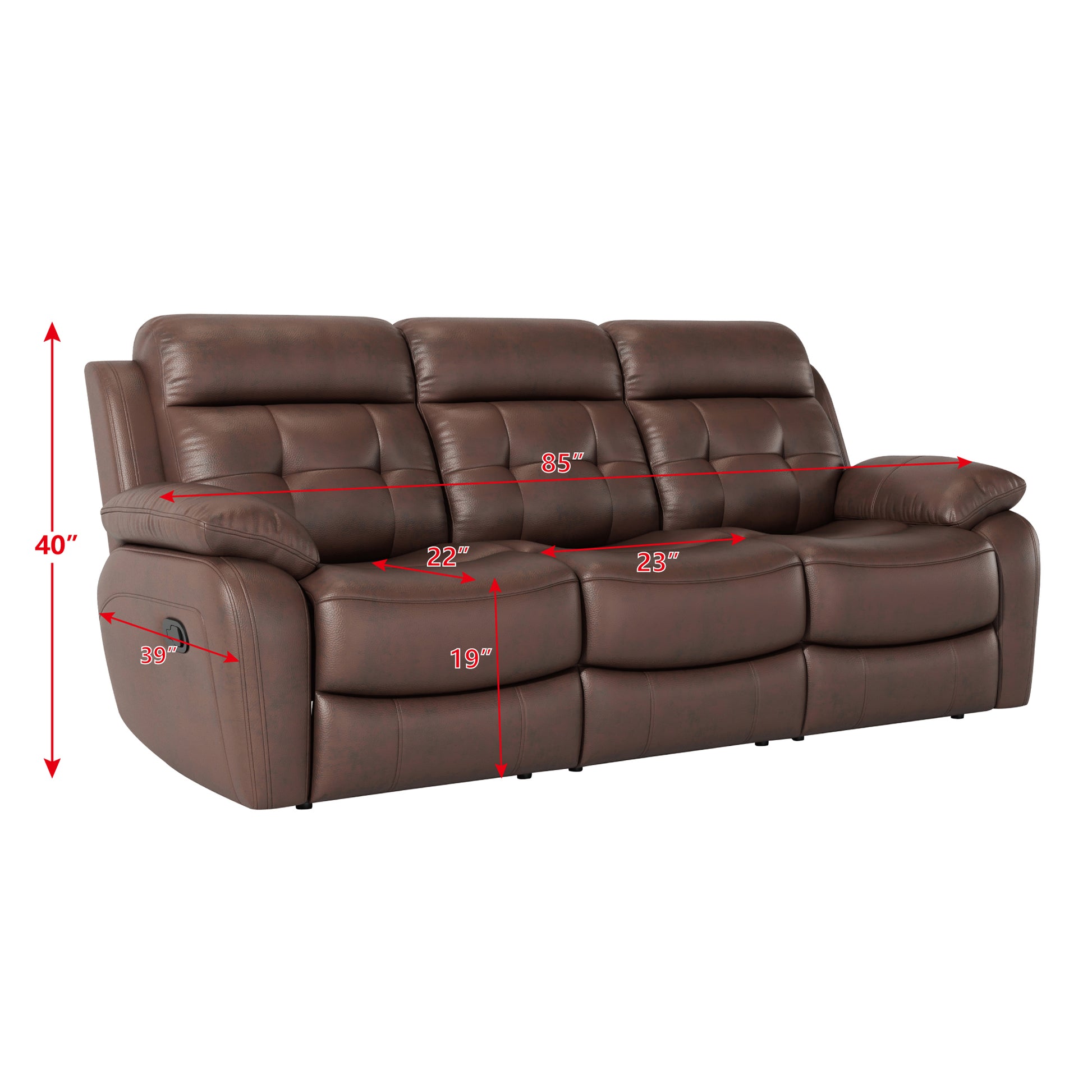Genuine Leather Non Power Reclining Sofa With Drop Down Table,Stainless Steel Cupholders And Magazine Bag Brown Brown Primary Living Space American Design Foam Genuine Leather