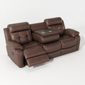 Genuine Leather Non Power Reclining Sofa With Drop Down Table,Stainless Steel Cupholders And Magazine Bag Brown Brown Primary Living Space American Design Foam Genuine Leather