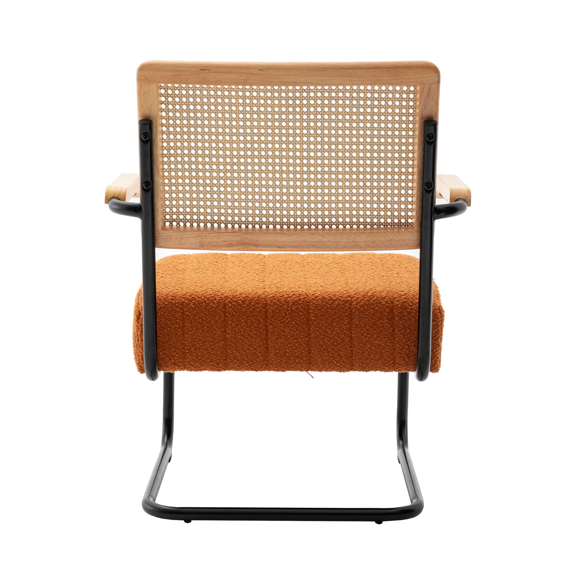 Coolmore Accent Chair Modern Industrial Slant Armchair With Metal Frame Premium High Density Soft Single Chair For Living Room Bedroom Orange Boucle