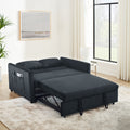 Convertible Sofa Bed, 3 In 1 Versatile Velvet Double Sofa With Pullout Bed, Seat With Adjustable Backrest, Lumbar Pillows, And Living Room Side Pockets, 54 Inch, Black Black Brown Velvet Wood Primary Living Space Soft Pillow Back Delicate Duty American