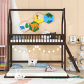 Twin Over Twin Twin House Bunk Bed With Extending Trundle And Ladder Espresso Plywood