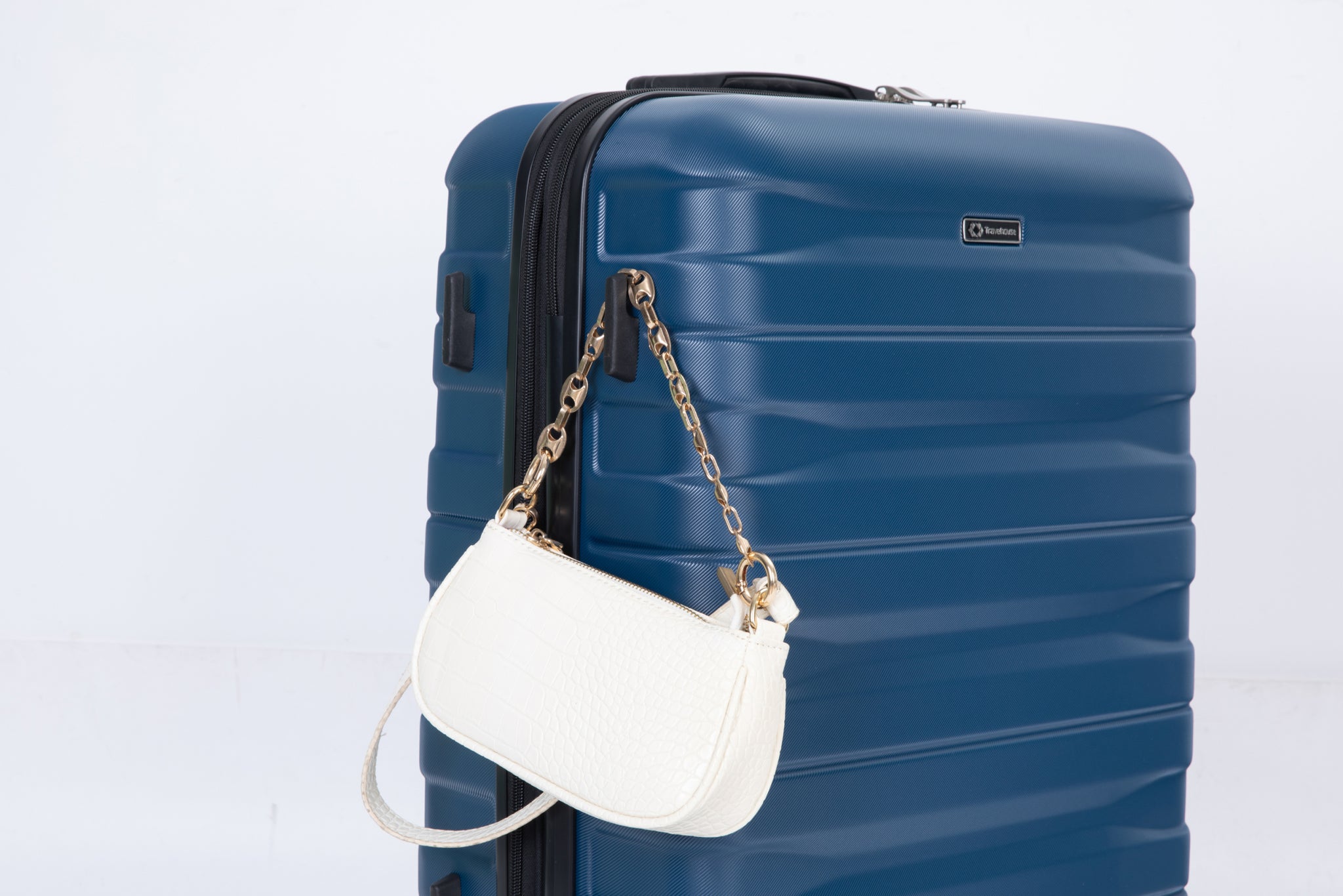 3 Piece Luggage Sets PC Lightweight & Durable dark blue-pc