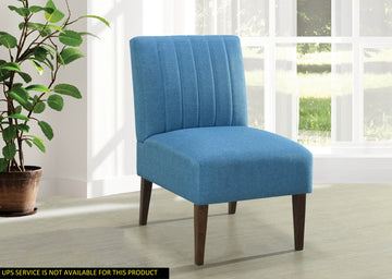 Stylish Comfortable Accent Chair 1Pc Blue Fabric Upholstered Plush Seating Living Room Furniture Armless Chair Blue Primary Living Space Wood