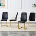 Modern Dining Chairs With Faux Leather Padded Seats, Dining Room Chairs, Gold Metal Leg Upholstered Chairs, Suitable For Kitchens, Living Rooms, Bedrooms, And Offices, Set Of 4 Black Pu Leather C 001 Black Foam Pu