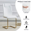 Modern Dining Chairs, Dining Room Chairs, And Golden Leg Cushioned Chairs Made Of Artificial Leather, Suitable For Kitchens, Living Rooms, Bedrooms, And Offices. Set Of 4 Pieces White Pu C 001 White Foam Pu