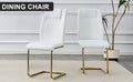 Modern Dining Chairs, Dining Room Chairs, And Golden Leg Cushioned Chairs Made Of Artificial Leather, Suitable For Kitchens, Living Rooms, Bedrooms, And Offices. Set Of 4 Pieces White Pu C 001 White Foam Pu