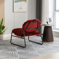 Coolmore Accent Chair Modern Industrial Slant Armchair With Metal Frame Premium High Density Soft Single Chair For Living Room Bedroom Claret Red Plush