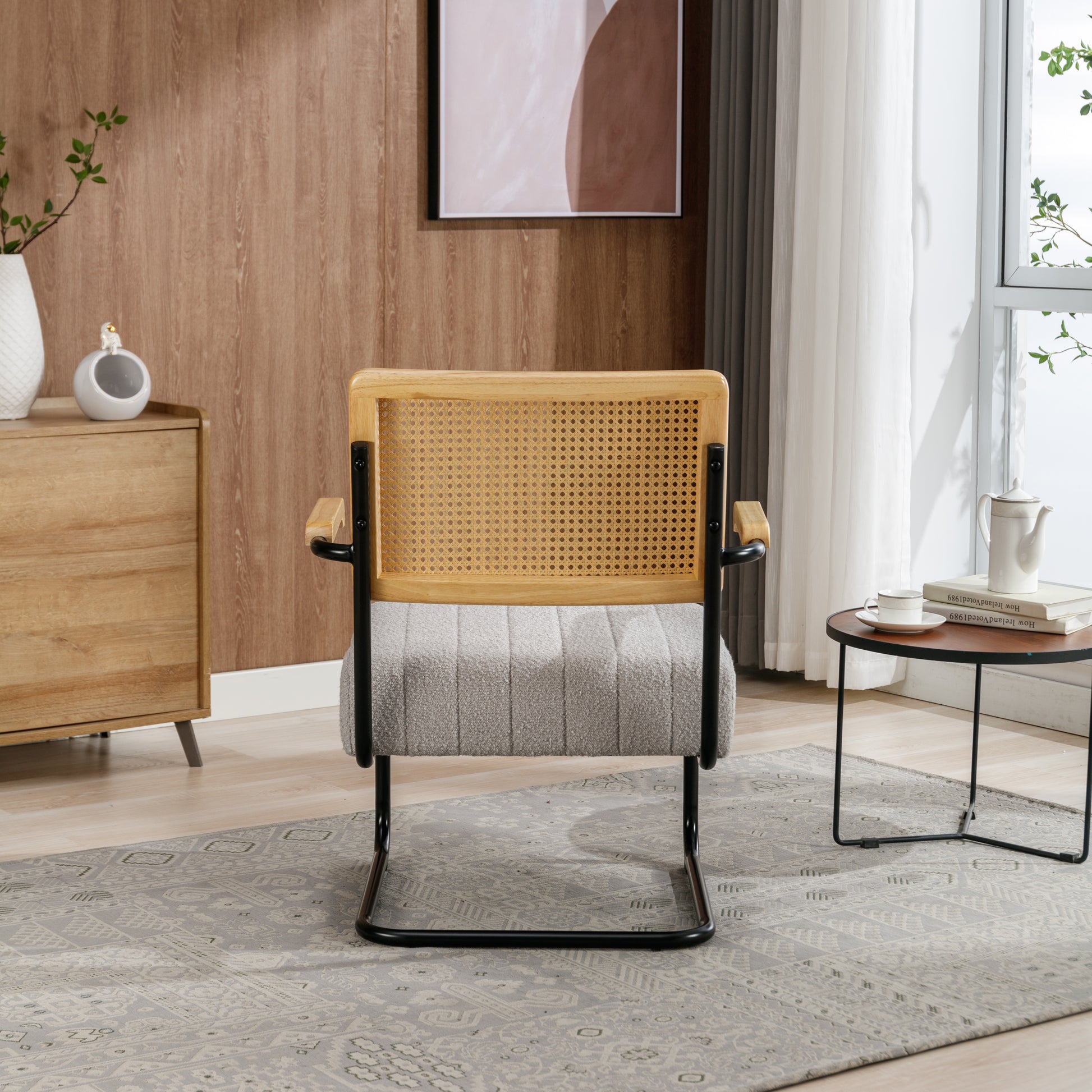 Coolmore Accent Chair Modern Industrial Slant Armchair With Metal Frame Premium High Density Soft Single Chair For Living Room Bedroom Gray Boucle