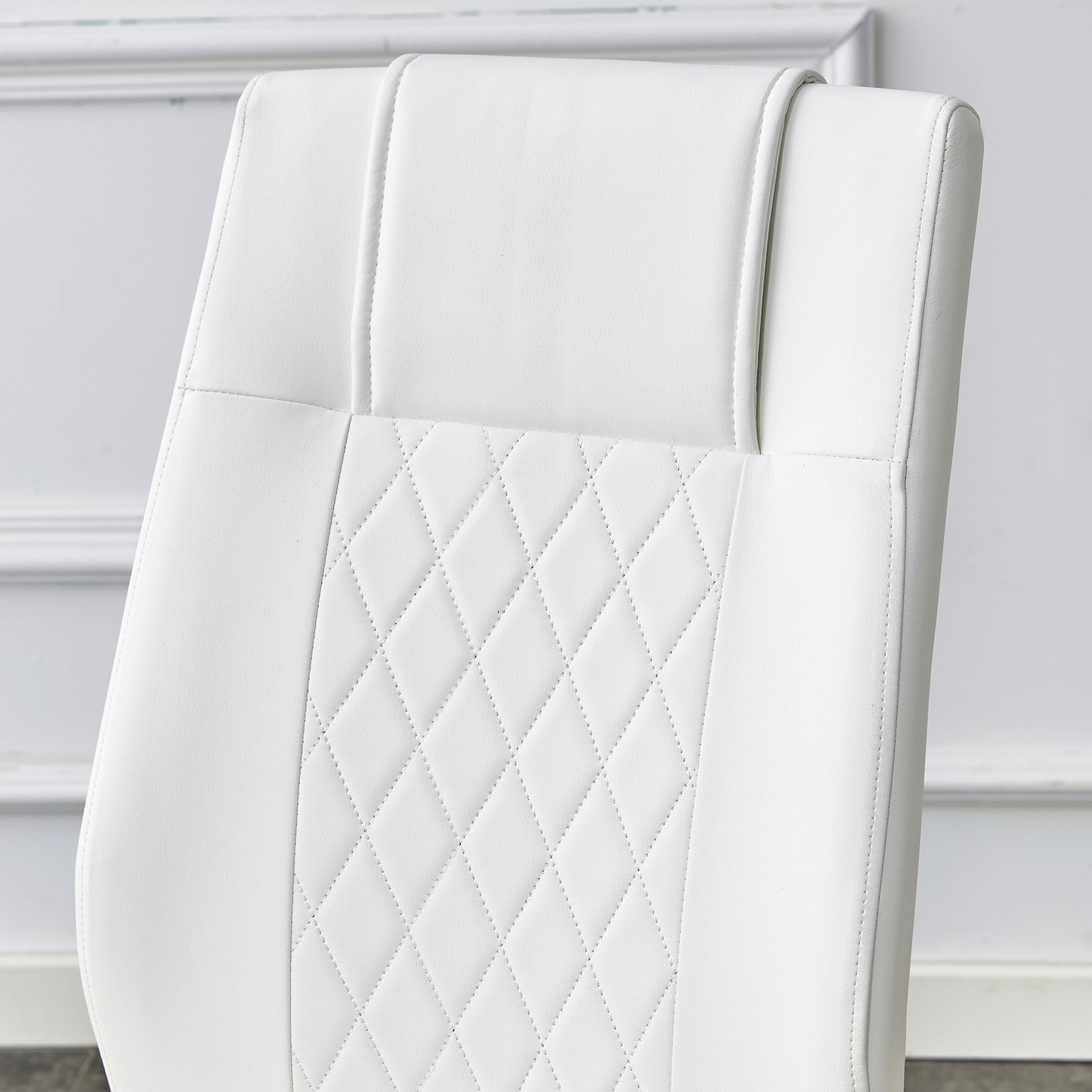 Modern Dining Chairs, Dining Room Chairs, And Golden Leg Cushioned Chairs Made Of Artificial Leather, Suitable For Kitchens, Living Rooms, Bedrooms, And Offices. Set Of 6 Pieces White Pu C 001 White Pu