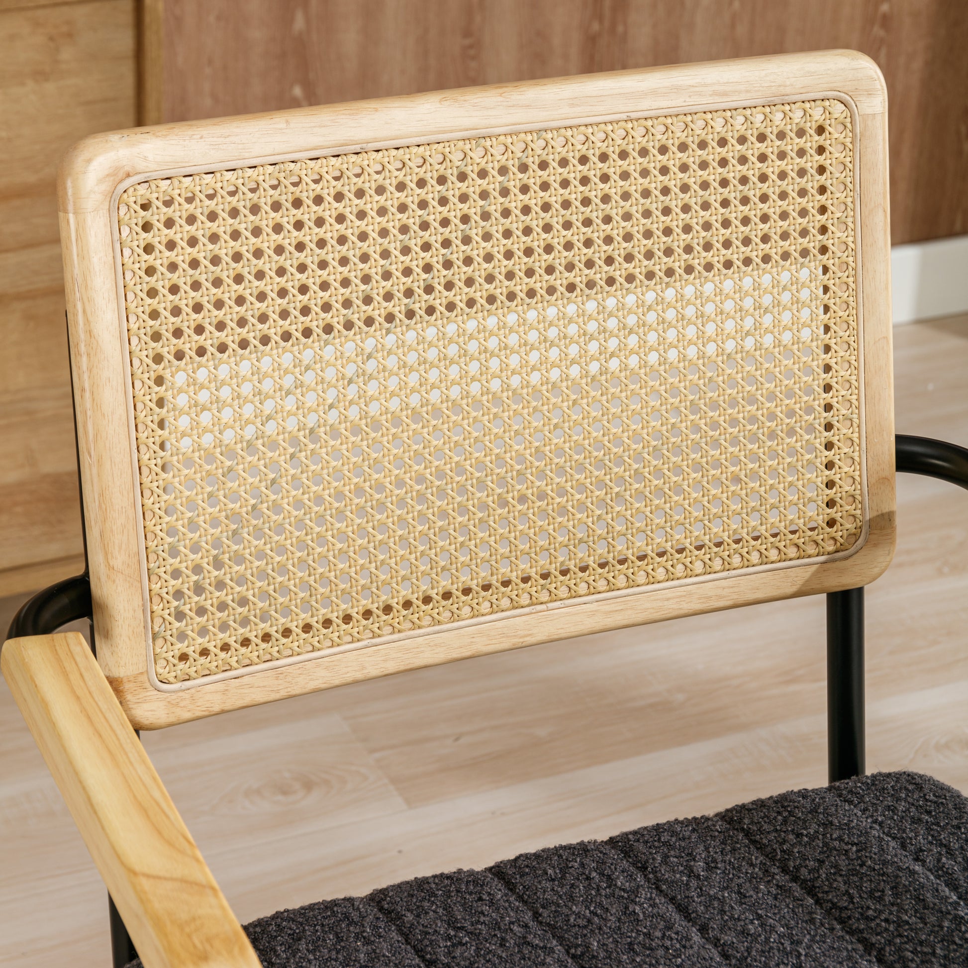 Coolmore Accent Chair Modern Industrial Slant Armchair With Metal Frame Premium High Density Soft Single Chair For Living Room Bedroom Carbon Black Boucle