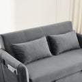 Convertible Sofa Bed, 3 In 1 Versatile Velvet Double Sofa With Pullout Bed, Seat With Adjustable Backrest, Lumbar Pillows, And Living Room Side Pockets, 54 Inch, Grey Brown Wood Primary Living Space Delicate Duty Eucalyptus 2 Seat Grey Velvet Soft Pillow