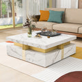 Modern White Square Storage Coffee Table With 4 Drawers White Mdf