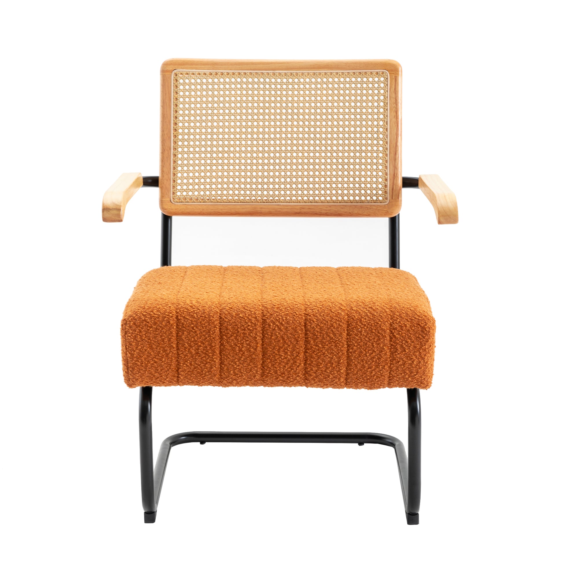 Coolmore Accent Chair Modern Industrial Slant Armchair With Metal Frame Premium High Density Soft Single Chair For Living Room Bedroom Orange Boucle