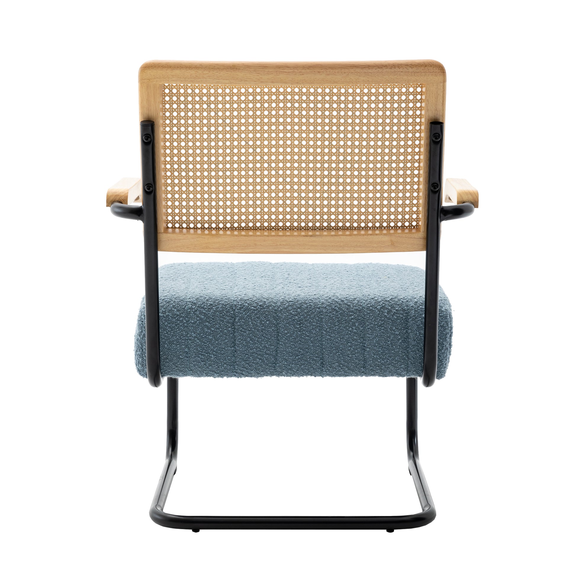 Coolmore Accent Chair Modern Industrial Slant Armchair With Metal Frame Premium High Density Soft Single Chair For Living Room Bedroom Light Blue Boucle