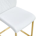 Modern Dining Chairs, Dining Room Chairs, And Golden Leg Cushioned Chairs Made Of Artificial Leather, Suitable For Kitchens, Living Rooms, Bedrooms, And Offices. Set Of 6 Pieces White Pu C 001 White Pu