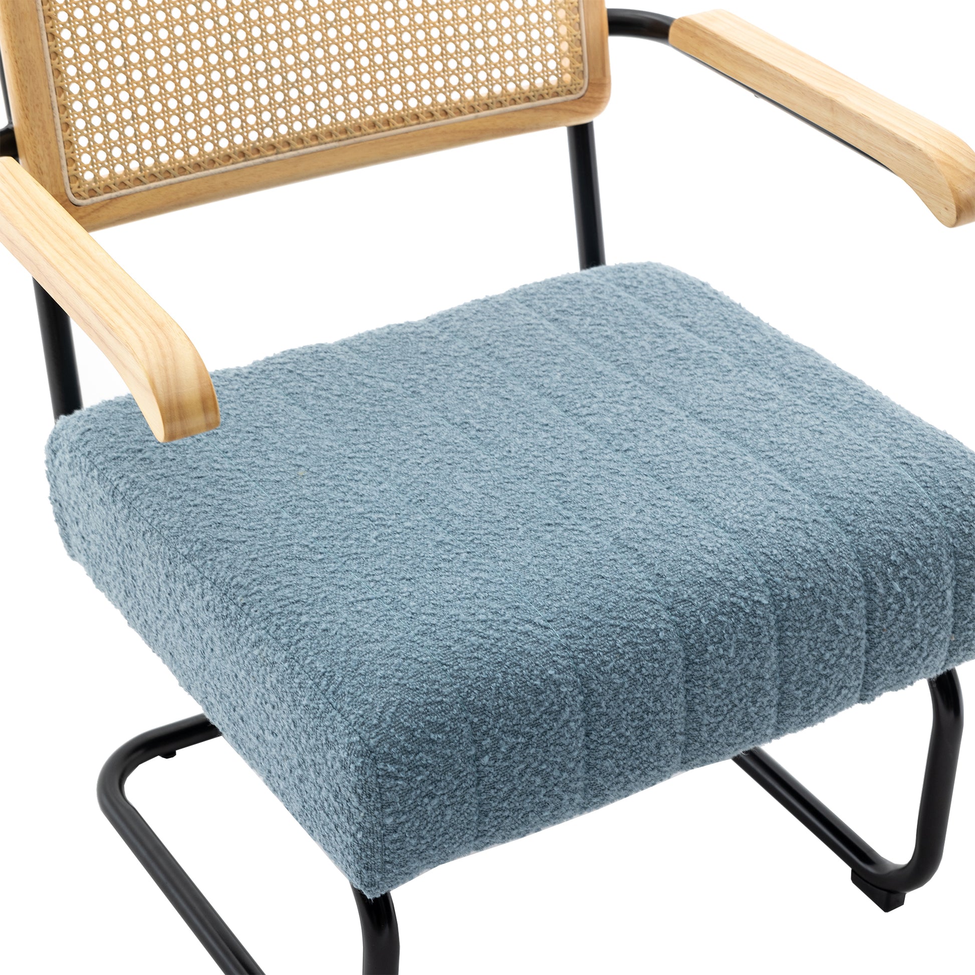 Coolmore Accent Chair Modern Industrial Slant Armchair With Metal Frame Premium High Density Soft Single Chair For Living Room Bedroom Light Blue Boucle